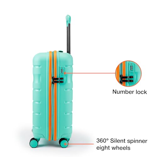 Image of Nasher Miles Jupiter Hard-Sided Polypropylene Cabin Luggage 20 inch | 55cm | 8 Wheels Small Trolley Bag for Travel | Suitcase (Teal)