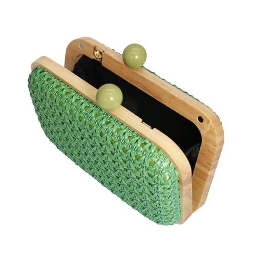 Image of Women Straw Clutch Purse Handwoven Summer Evening Bag Beach Straw Handbag Wedding Party Clutch Bag Wicker Purse
