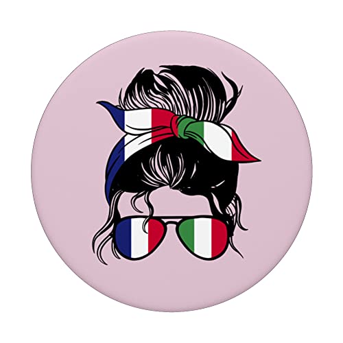 France and Italy Mix Half French half Italian PopSockets Swappable PopGrip, Black - Image 3