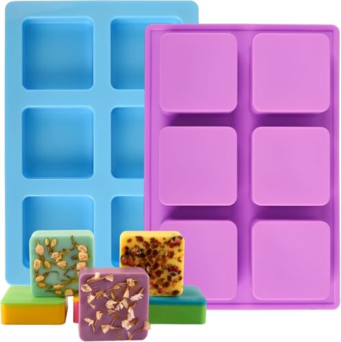 Image of MoldBerry Silicone Soap Mould for Soap Making | 6 Cavity Square Soap Mold (100g Each) | Reusable Silicone Mold for Handmade Soap, Candle & Resin | Pack of 1