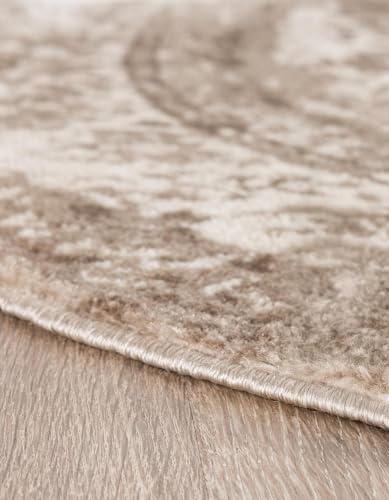 Tapete oval beige de 7 pies 10 x 10 pies Monte Carlo miniatura 7