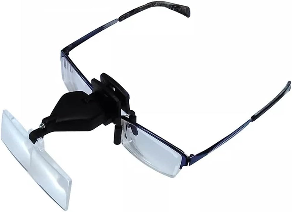 Glasses Clip Magnifier Hands Free Magnifier with Light and 3 Adjustable Lenses for Repair