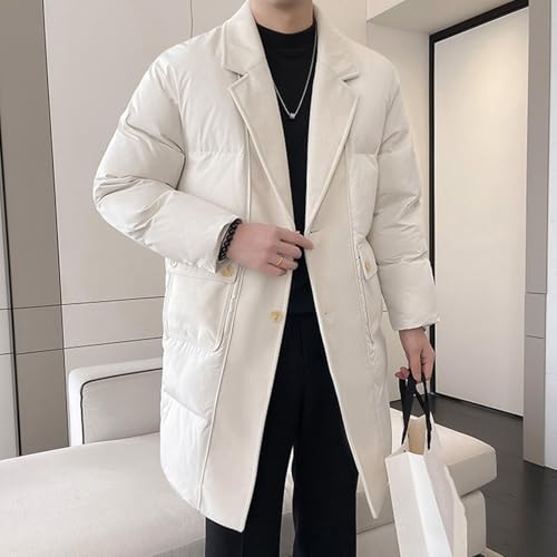 Veste puffer homme hiver longue 4XL blanc manteau chaud col isolé casual - 4