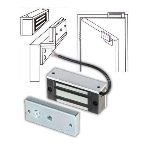 Cerradura magnética eléctrica 60 kg (132 lbs), fuerza de retención DC12V, sistema de control de acceso para puertas, seguridad a prueba de fallos, modo NC (Fail Safe)