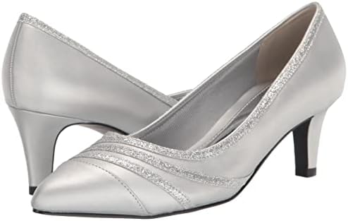 Easy Street Women's Nobel Pump, Silver Satin, 8 Wide | Image 6