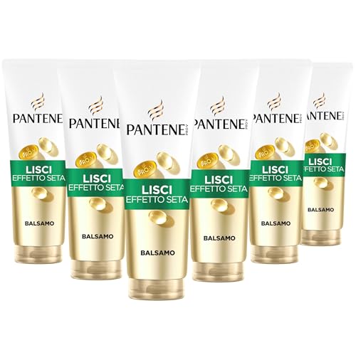 Pantene Pro-V Lisci Effetto Seta Balsamo 6x230ml per Capelli Crespi e Opachi, Balsamo Quotidiano, Con Vitamina B5 e Miscela di Nutrienti, Senza Olio Minerale e Coloranti, Tecnologia Active Nutri-Plex