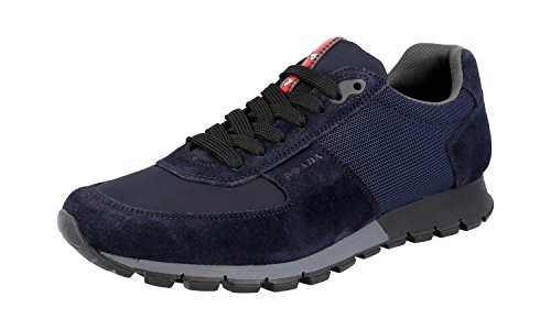 Prada Men's 4E2700 OS5 F0008 Blue Leather Sneaker US 8.5 / EU 7.5 (41,5)