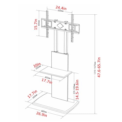 Soporte móvil ajustable para TV con ruedas y bandeja miniatura 7