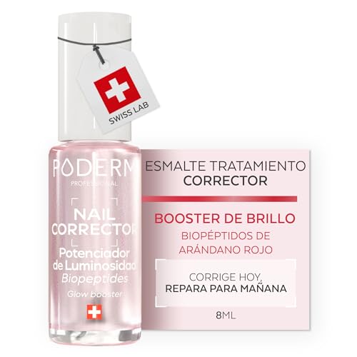 PODERM Esmalte de Uñas Tratamiento Corrector & Perfeccionador – Booster de Luminosidad | 8 ML – Reaviva Tono Rosado Natural & Sublima el Brillo para Uñas Opacas | Desarrollado por un Podólogo en Suiza