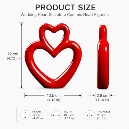 Escultura de corazón de cerámica roja LUOZZY para decoración miniatura 2