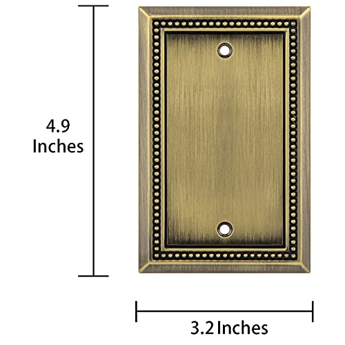 Image of Henne Bery Sunken Pearls Heavy Duty Decorative Wall Plate Switch Plate Outlet Cover (Single Blank, 2 Pack, Antique Brass)