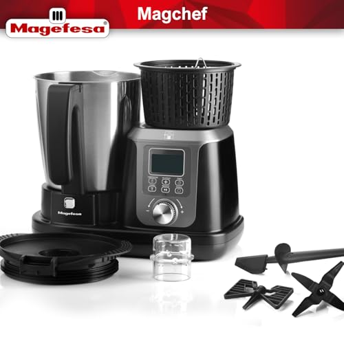 Magefesa Magchef - Robot de Cocina Multifunción Negro, 3.3L, 23 Funciones, Incluye Recetario, Espátula, Batidor, Protector de Cuchillas, Vaso Medidor - imagen 4