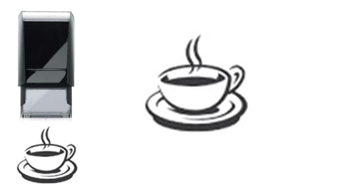 Black Coffee Cup Loyalty Stamp - 11Mm - Ink - Self Inking