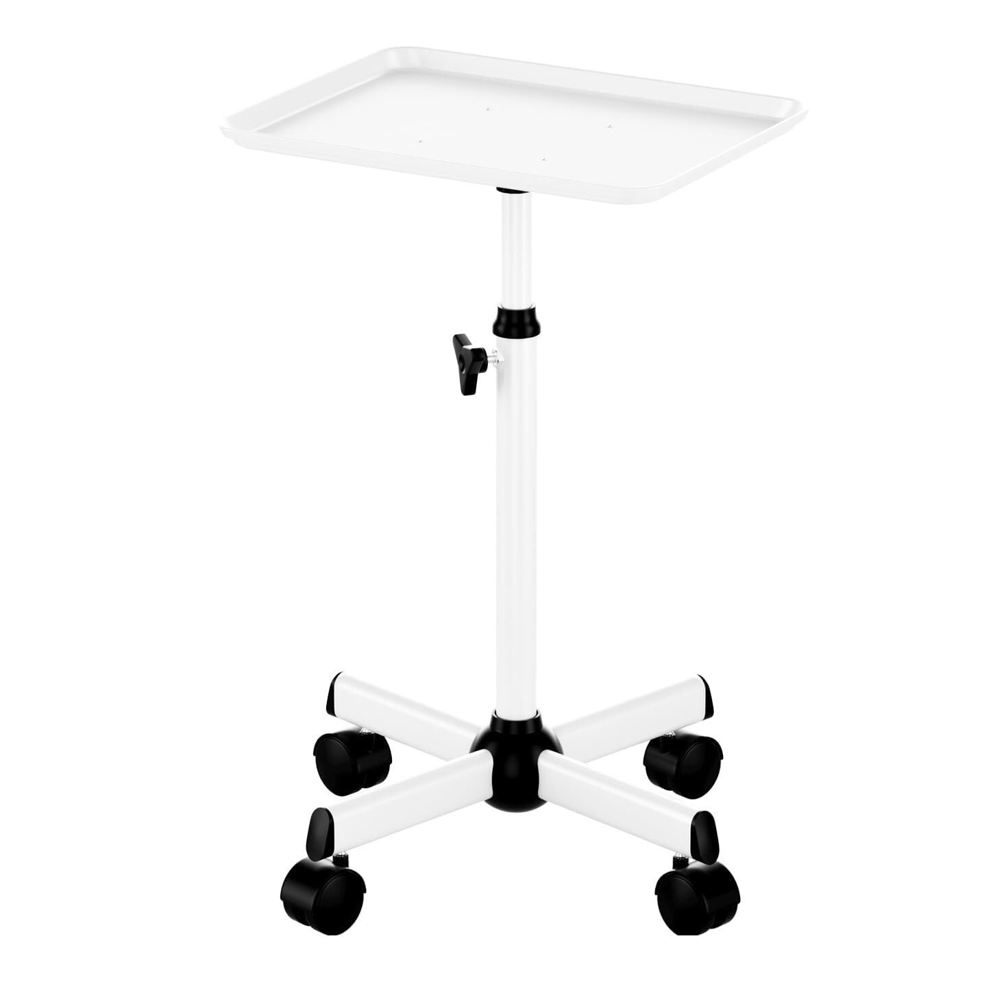 Shswud White Esthetician Cart, Salon Tray Cart Rolling Tray Spa Tray Height Adjustable Salon Tray On Wheels Hairstylist Salon Trolley Nail Cart(White)