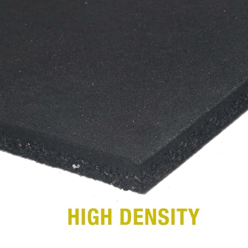Tapete de goma para equipo de ejercicio pesado para gimnasio o garaje, 0.6 pulgadas de grosor, pack de 4, 19.67”x19.67” cada uno, área total 10.76 pies cuadrados miniatura 5