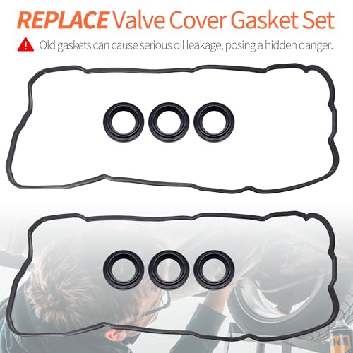 Image of HiSport Valve Cover Gasket Set - Compatible with Lexus ES300 ES330 RX300 RX330 RX400h Compatible with Toyota: Avalon Camry Highlander Sienna Solara 3.0L 3.3L 1999-2008 - Replace VS50588R