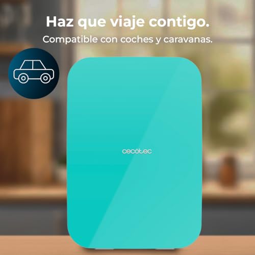 Cecotec Kleiner Kühlschrank - Mini-Kühlschrank 25L Bolero MiniCooling 25L Bahamas Mint. 12V-220V, Kompatibel mit Autos und Wohnwagen, 7 bis 65ºC, Kühl- und Heizfunktion, Leichter Transport