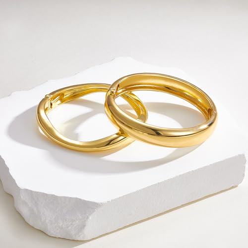 Gold Bangle Bracelets for Women Wide Hinged Twist Wrap Arm Cuff Trendy Thick Bracelet Jewelry2