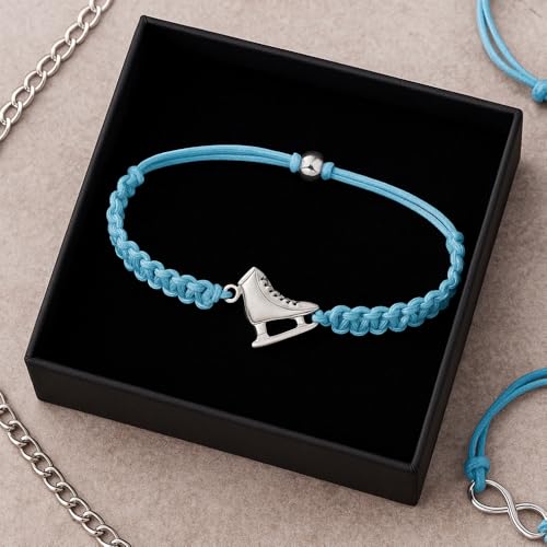 Image of Infinity Collection Figure Skating Charm Bracelet, Ice Skating Jewelry, Adjustable Skate Bracelet, Figure Skater Gift