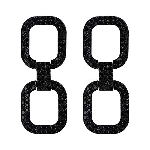 Flyonce 7 Colors Crystals Rectangle Geometric Modern Link Statement Drop Dangle Earrings