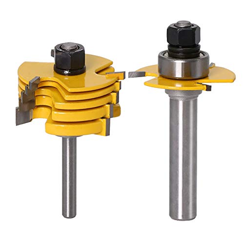 Gasea 6 piezas de Cuchillo de Múltiples Ranuras, 1/4 pulg de vástago Cortador de Ranura Ajustable, Junta de Ranura Ensamblar Brocas de Fresado de Ranura en T Herramienta de Molienda