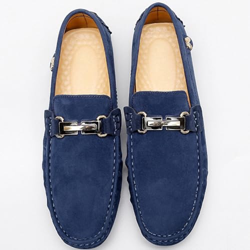 Men's Driving Loafers Slip-On Boat Shoes with Suede Buckle Detail Moccasins3
