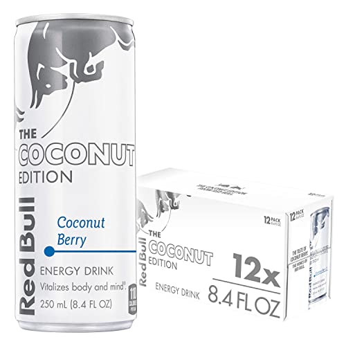 Image of Red Bull Coconut Edition Energy Drink, Coconut Berry, with 80mg Caffeine plus Taurine & B Vitamins, 8.4 Fl Oz, Pack of 12 Cans