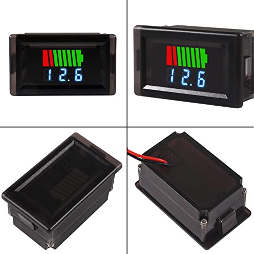 Image of 2pcs Battery Voltage Monitor, 2 in 1 Universial Battery Status Monitor 12V-60V, Waterproof Red Display LED Tester Voltmeter.