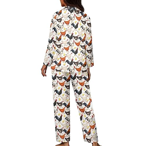 Women Long Sleeve Sleepwear Button Up Shirt and Pant Pajama Set Soft Breathable Nightwear with Pockets2