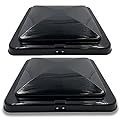 HTTMT- 2Pcs Black 14" x 14" Replacement Impact-Resistant Motorhome RV Roof Vent Lid Cover Camper RV Trailer Fresh Air Ventilation Wind [P/N: ET-CAR-FIX018A X2-BK]