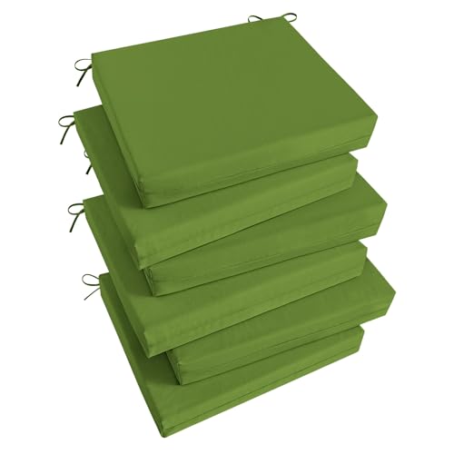 Image of Basic Beyond Outdoor Chair Cushions Set of 6, Square Corner Outdoor Cushions for Patio Furniture, Water Resistant Patio Chair Cushions with 2 Ties, 18.5x16x3, Grass Green