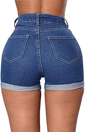 Laeyzuo Women's High Waisted Stretch Jean Shorts Foldead Hem Fashion Denim Shorts 3 Laeyzuo Women's High Waisted Stretch Jean Shorts Foldead Hem Fashion Denim Shorts