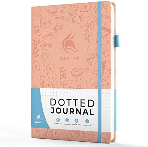 Clever Fox Dotted Journal 2.0  Compact Planning and Sketching Dot Grid Notebook 120 GSM Thick, No-Bleed Paper  Planner with Pen Loop, Pocket, Ribbons, Stickers  A5  Rose Gold