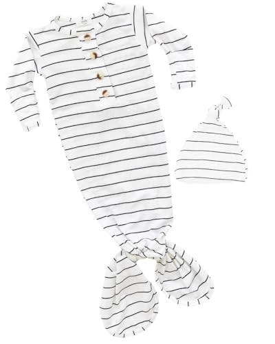 Image of Stroller Society Newborn Knotted Baby Gown and Hat Set for Baby Boy or Baby Girl