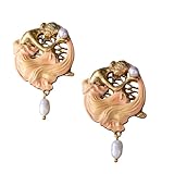 Pendientes de tuerca de aleación de cobre con perlas de agua dulce y chapado, colgante único para una belleza duradera, cómodos pendientes