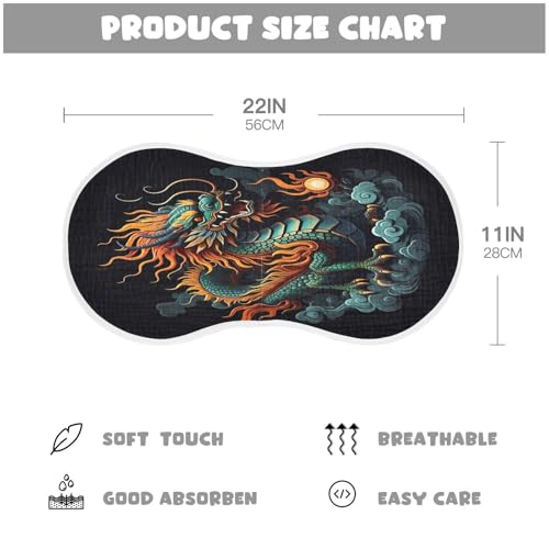 J JOYSAY Chinese Dragon Cloud Dark Baby Burp Cloths for Boys Girls Large 22''x11'' Cotton 4 Layer Large Burp Cloths for Babies one sizex42