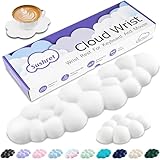 Sushret Cloud Wrist Rest Keyboard, Cloud Keyboard Wrist Pad Set with PU Leather Memory Foam, Cute Arm Rest for Palm Support, PC/Gaming Desk Accessories/Office Setup/Computer Hand Cushion - White