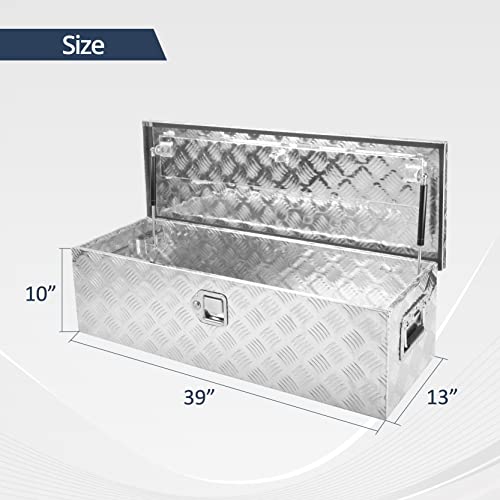 Batoneco 39 Inch Aluminum Truck Tool Box, Truck Bed Tool Box With Side Handle,Lock And 2 Keys, Tool Storage Box For Truck,Trailer,Pickup,Rv,39"X13"X10",Silver #TOP1