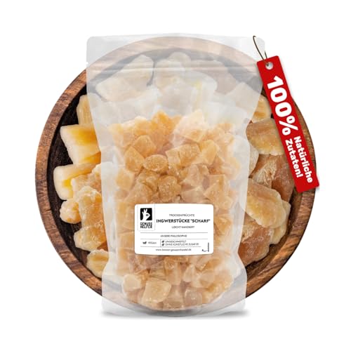 Bremer Gewürzhandel Ingwer 1Kg kandierter Ingwer - Ginger Trockenfrüchte ungeschwefelt Ingwer getrocknet Ingwer Würfel Ingwer kandiert scharf