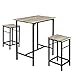 SoBuy® OGT10-N Set de 1 Table + 2 Tabourets Ensemble Table de Bar bistrot + 2 tabourets avec Repose-Pieds Table Mange-Debout Table Haute Cuisine