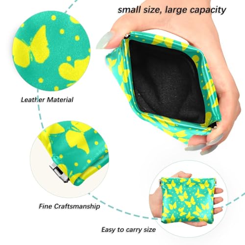 Yellow Butterfly Silhouettes Coin Purse Leather Pouch Change Purse, Squeeze Coin Pouch for Cards, Keys & Lipsticks, Unisex2