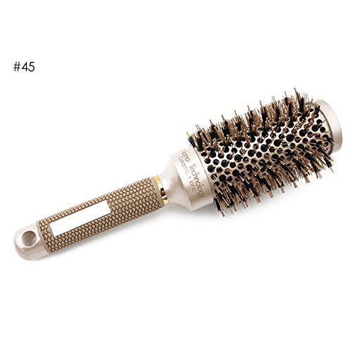 Reuvv Round Barrel Hair Brush, Professional Thermal Ceramic Ionic Round Barrel Anti-Static Hair Brush With Boar Bristles For Styling,Curling Hair Brush For Women