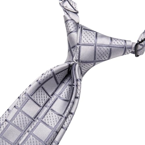 Image of Hi-Tie Boys Tie Pre-Tied Pocket Square Set Adjustable Kids Neckties Age 7-11 Years School UniForm Graduation