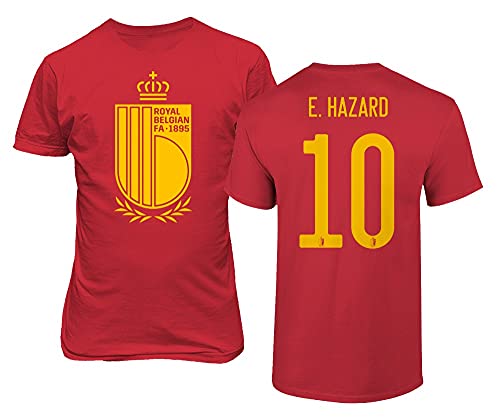European Soccer 2020 Belgium #10 Eden Hazard Jersey Style Unisex T-Shirt (Red, Medium)