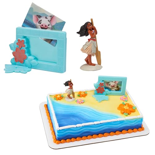Disney Moana cake topper en 2 pièces avec figurine stable et cadre pour gâteaux d'anniversaire