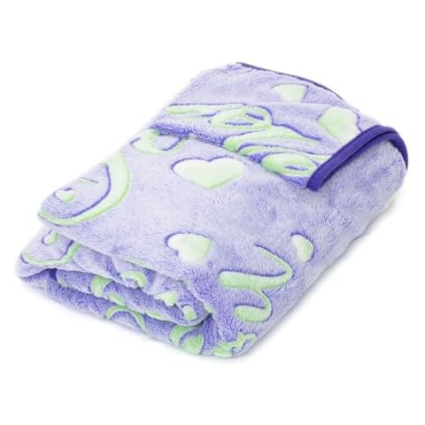 TTGIEET Plush Fleece Twin Blanket for Couch Purple, Soft Cozy 3D I Love You Pattern Bed Blanket, Lightweight Fuzzy Heart Print Blanket All Season Use, Gifts for Kids, Girls, Women(60"x80", purple) Cover