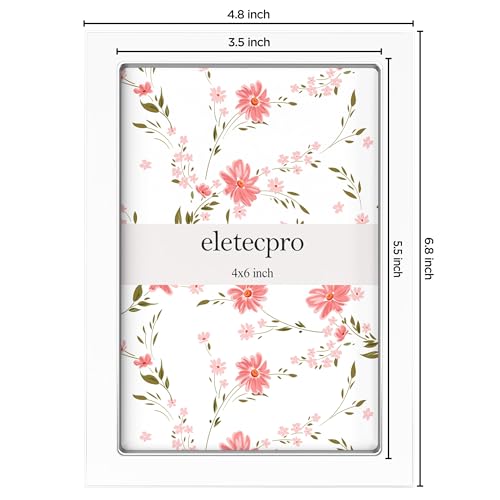 Image of eletecpro 4x6 Enamel Picture Frame with Real Glass Cover, Cute Photo Frame with Silver Metal Edge, Horizontal and Vertical Display Pictures 4 by 6 for Tabletop and Wall Decor, White, 1 Pack