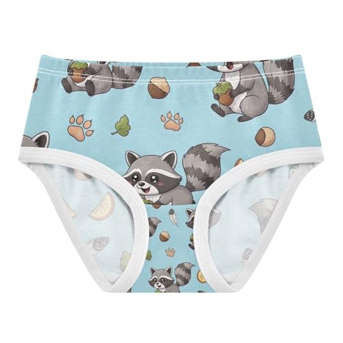 Toddler Girl Panties, Cute Cartoon Raccoons Girls Underwear Cotton, 2T–8 Years