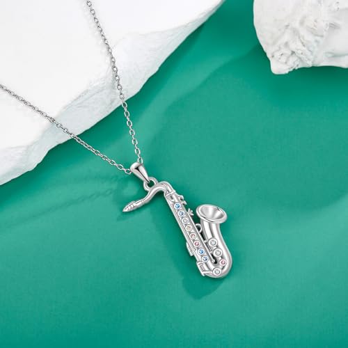 Turquoise Violin/Saxophone/Music Piano Necklace Sterling Silver Music Jewelry Gifts for Women Music Lovers3