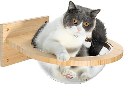 Yangbaga Wall Mounted Cat Bed -Modern Beds for Large Cat or Kitten - Wall Mounted Wooden Cat Bed - Premium Kitty Furniture for Sleeping, Playing, Climbing